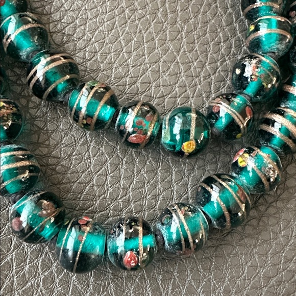 Jewelry - Vintage Hand Painted Glass 32” Necklaces